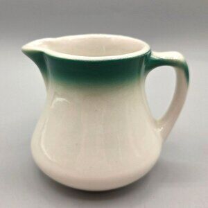 Vintage Buffalo China Creamer Restaurant Dinnerware With Green Gradient Rim